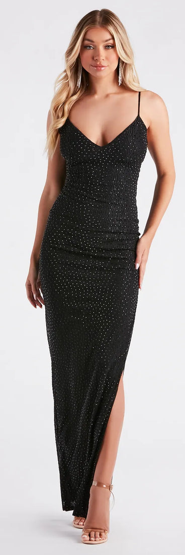 Grace Formal Rhinestone V-Neck Long Dress