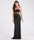 Make a bold statement in the Allie Formal Corset Mermaid Dress in black, the perfect spring dress for weddings, cocktail hours, nights out, and/or seasonal celebrations.