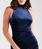 Janine Formal Velvet Open Back Mock Neck Dress