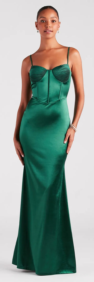 Jaycee Formal Satin Corset Mermaid Dress