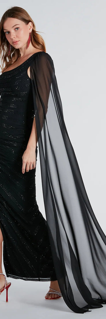 Lizzie Formal Rhinestone Dress With Chiffon Sash