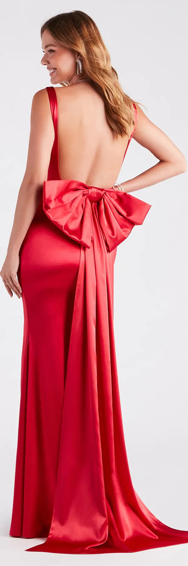 Dianna Formal Satin Bow Mermaid Dress