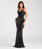 Step into Prom 2025 in a black prom dress, where unique Windsor accents and the standout Pauline Formal Sequin Draped Bead Bodycon Dress style come together.