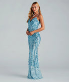 Make a bold statement in the Lyndia Formal Boho Sequin Mermaid Dress in light blue, the perfect fall dress for weddings, cocktail hours, nights out, and/or seasonal celebrations.