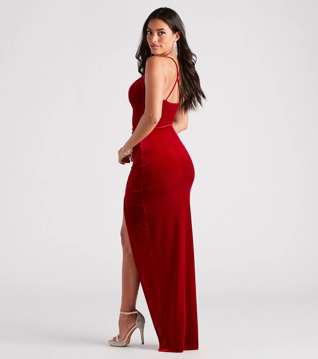 Riley Ruched Velvet Formal Dress & Windsor