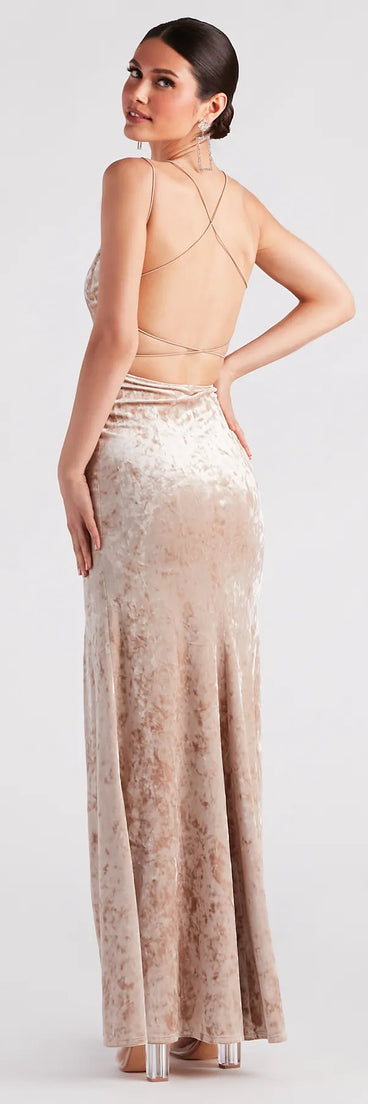 Samaria Formal Crushed Velvet Long Dress