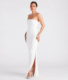Carla Formal Crepe Strapless Faux Pearl Dress
