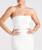 Carla Formal Crepe Strapless Faux Pearl Dress