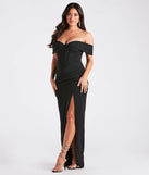 Make a bold statement in the Marleen Formal Crepe Corset Off-The-Shoulder Dress in black, the perfect spring dress for weddings, cocktail hours, nights out, and/or seasonal celebrations.