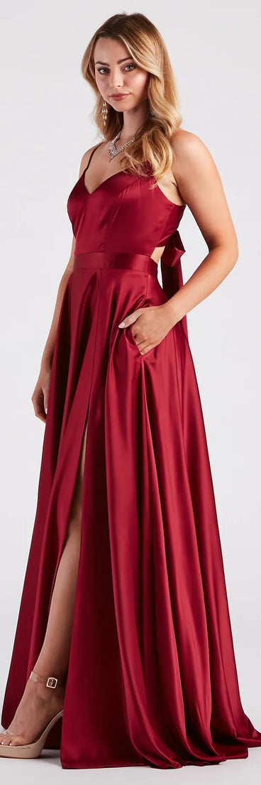 Emilie Satin Tie-Back A-Line Formal Dress | Windsor Emilie Satin Tie-Back A-Line Formal Dress | Windsor