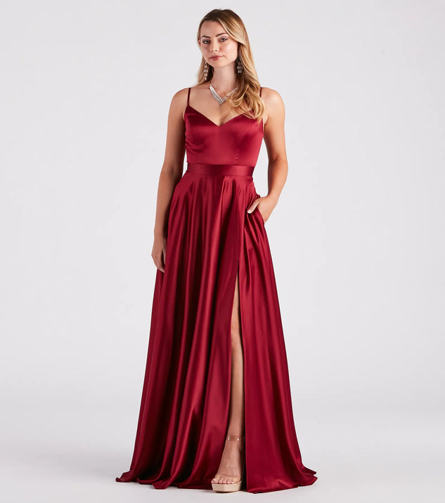 green emerald velvet dress Anne Formal Lattice Satin Dress main image 1