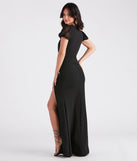 Zoie Formal Crepe Puff Sleeve Mermaid Dress
