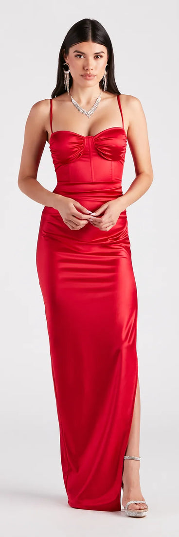 Eliora Formal Satin Corset Slim Dress