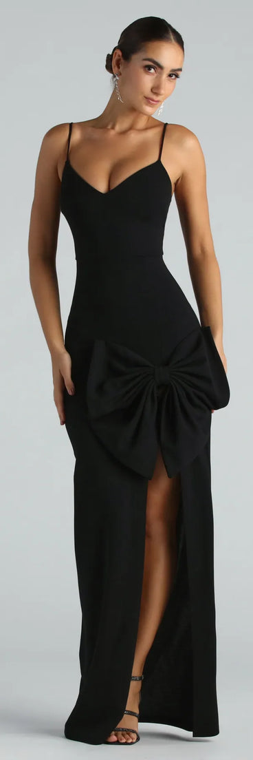 Luna Formal Crepe Bow Mermaid Long Dress