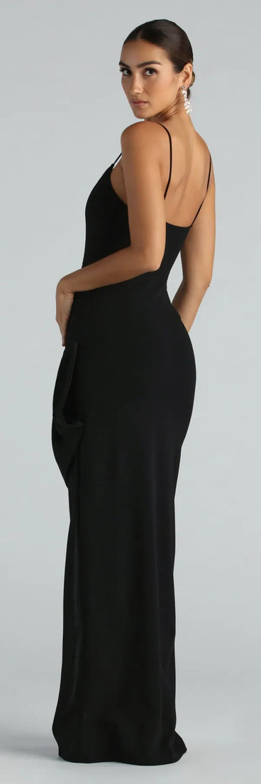 Luna Formal Crepe Bow Mermaid Long Dress