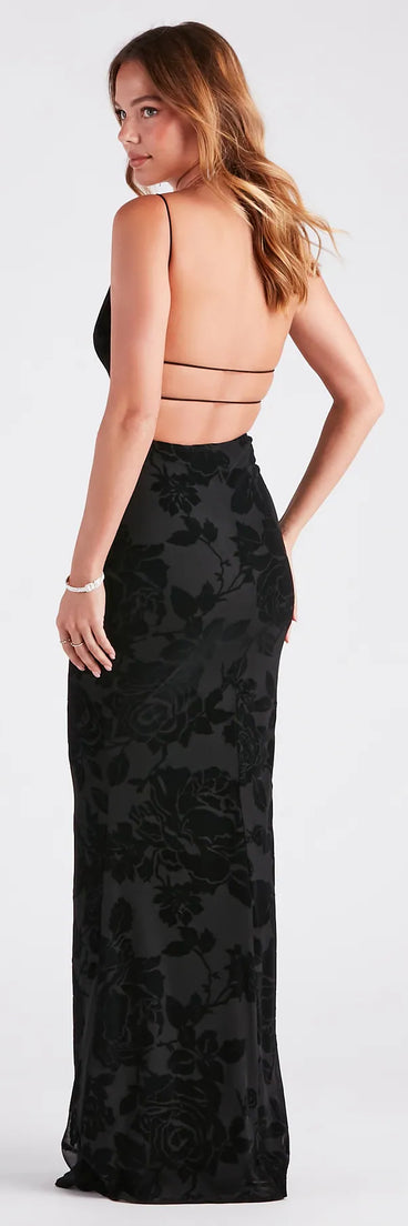 Ramona Formal Velvet Rose Strappy Mermaid Dress