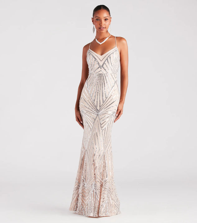 Triangolo Angelina Satin Plumage Angelina Satin Tie-Back Floral Sequin Formal Dress & Windsor Triangolo Angelina Satin Plumage Angelina Satin Tie-Back Floral Sequin Formal Dress & Windsor
