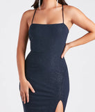 Whether it's the color or silhouette of the Mikayla Formal Glitter Lace-Up Long Dress, this navy bridesmaid dress is a gorgeous pick for a maid-of-honor or to create a bridal party look ready to celebrate!