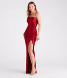 Make a bold statement in the Kehlani Formal Floral Lace Slit Mermaid Dress in red, the perfect summer dress for weddings, cocktail hours, nights out, and/or seasonal celebrations.