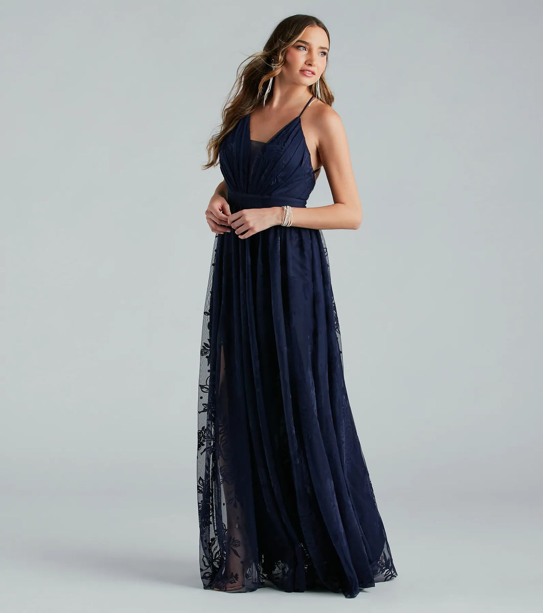 Lina Flocked Velvet A-Line Formal Dress & Windsor