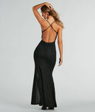 The Arlene Open Back Mermaid Glitter Formal Dress is a show-stopping black prom dress, offering a sleek, slimming silhouette that enhances your natural beauty for an unforgettable night.