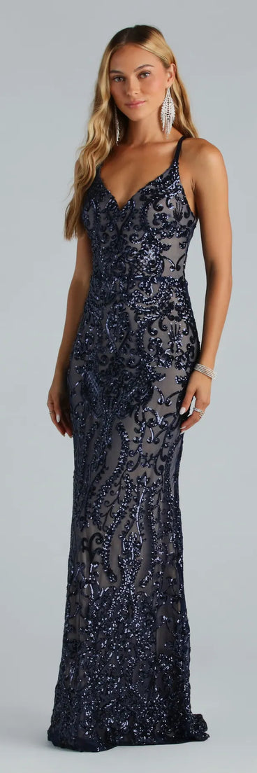 Karissa Formal Sequin Strappy Mermaid Dress