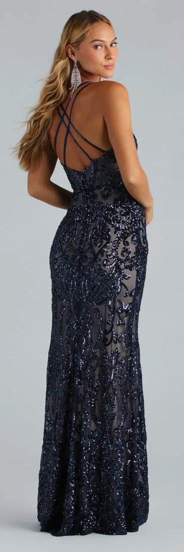 Karissa Formal Sequin Strappy Mermaid Dress