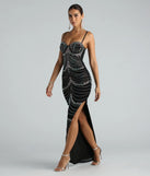 Ashanti Formal Rhinestone High Slit Long Dress