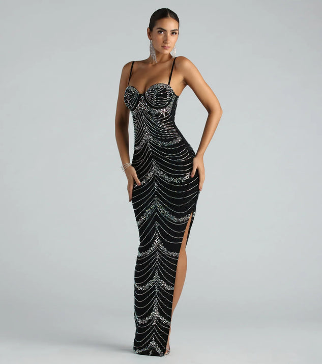 オープンセール 福袋 High Rhinestone Formal Ashanti Slit Windsor | Dress Long ワンピース