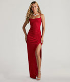 Own every entrance in the Amirah Formal Glitter Cowl Neck Column Dress, a red party dress perfect for milestone birthdays and grad parties, or dancing through summer nights and unforgettable bachelorette celebrations.