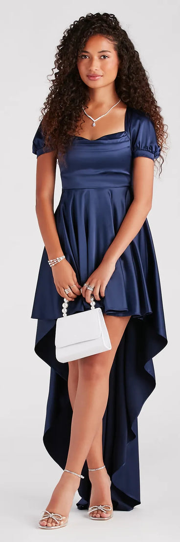 Traci Formal Satin High Low A-Line Dress