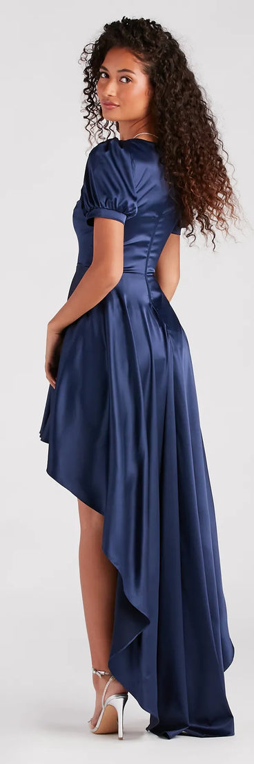 Traci Formal Satin High Low A-Line Dress