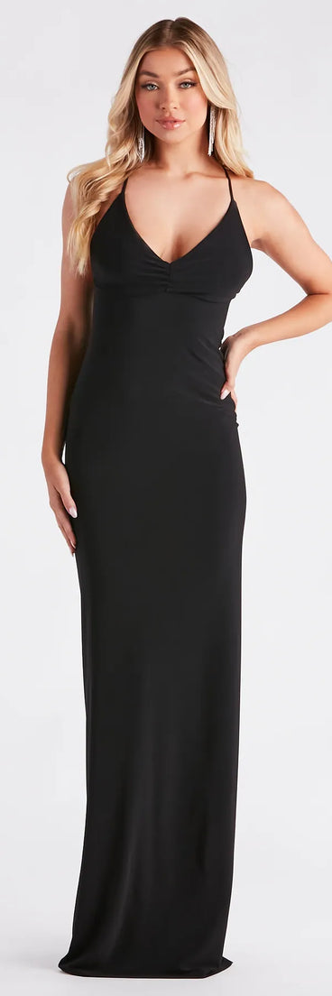 Avianna Formal Ruched Knit Mermaid Dress