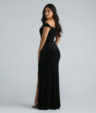 The Frances Formal Velvet Off The Shoulder Dress is a luxe velvet dress with a soft texture and elevated details, perfect for events like a Military Ball, Winter Formal, weddings, or holiday parties.