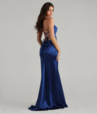 Own your moment in the Melinda Satin Lace-Up Formal Dressin navy blue, a standout 2025 Homecoming Dress that captures all the glam and energy of the night.