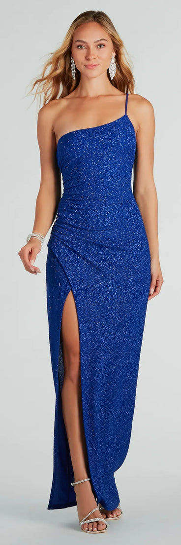 Shanaya Formal Glitter One-Shoulder Long Dress