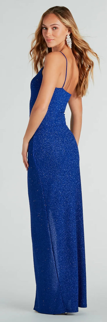 Shanaya Formal Glitter One-Shoulder Long Dress