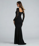 Gigi Formal Crepe Lace Long Sleeve Mermaid Dress