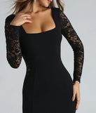 Gigi Formal Crepe Lace Long Sleeve Mermaid Dress