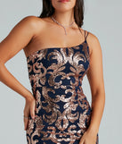 Lorena Sequin One-Shoulder High Slit Formal Dress