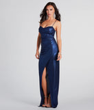Bianca Wrap-Front High Slit Formal Dress