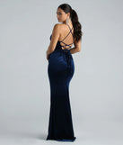 Pamela Formal Glitter Velvet Lace-Up Dress