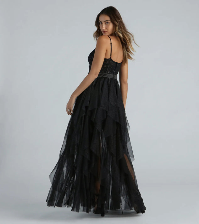 Estelle Formal Sequin Lace Bustier A-Line Dress | Windsor Estelle Formal Sequin Lace Bustier A-Line Dress | Windsor
