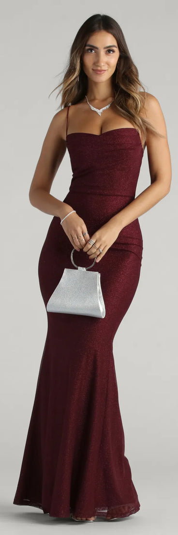 Steal the spotlight in the Addison Glitter Mesh Formal Dress in wine, a fiery pick from the red homecoming dresses collection designed for bold entrances.