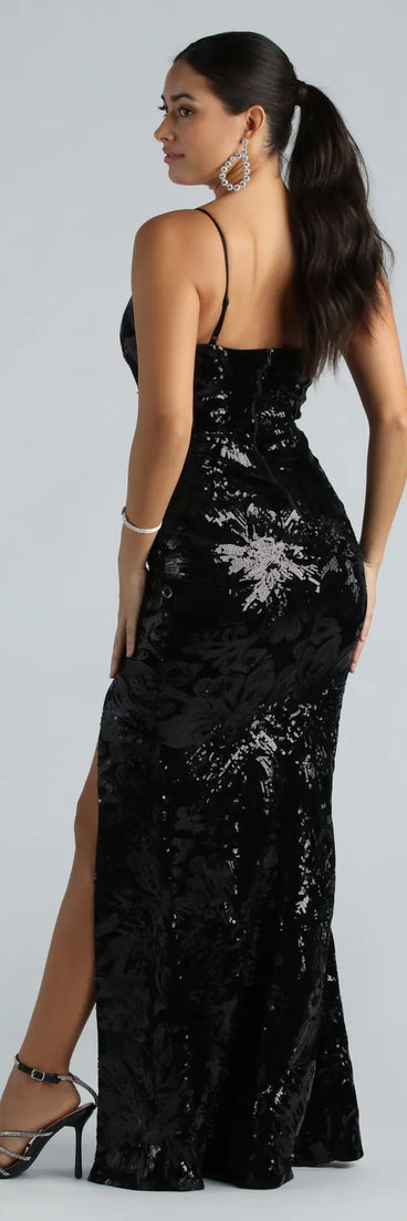 Sandy Formal Velvet Sequin Mermaid Dress