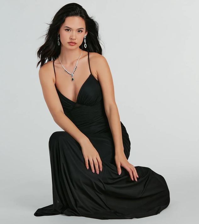 Lexi Formal Mesh Lace-Up Mermaid Long Dress | Windsor