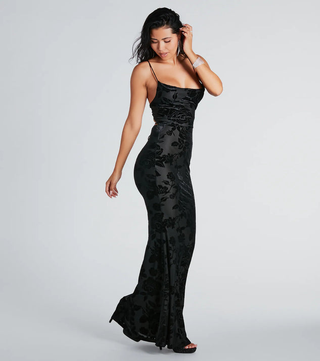 Windsor Black Lace Dress Ally Formal Velvet Burnout Lace-Up Mermaid Dress Windsor Windsor Black Lace Dress Ally Formal Velvet Burnout Lace-Up Mermaid Dress Windsor