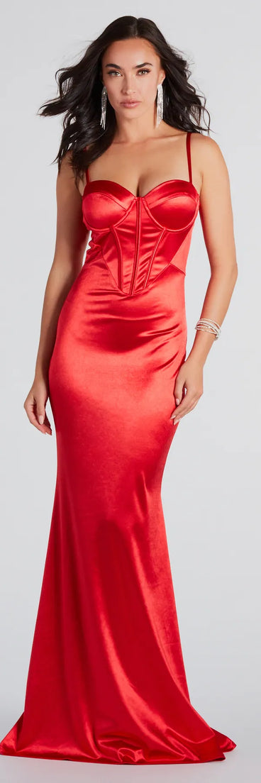 Francine Formal Satin Bustier Mermaid Dress