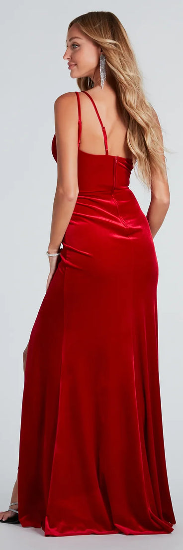Loni Formal Velvet One-Shoulder Mermaid Dress