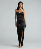 Cassandra Formal Satin Lace Sweetheart Long Dress